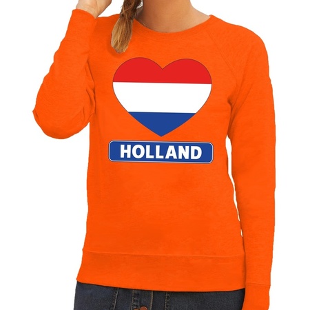 Oranje Holland hart vlag sweater dames