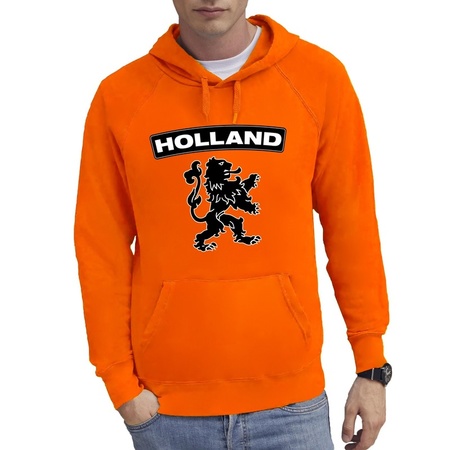 Oranje Holland hoodie met zwarte leeuw heren