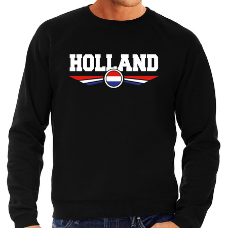 Oranje / Holland supporter sweater / trui zwart met Nederlandse vlag voor heren