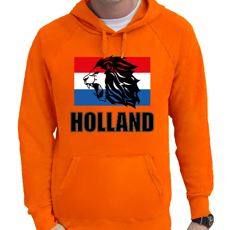 Oranje hoodie Holland / Nederland supporter met leeuw en vlag EK/ WK voor heren