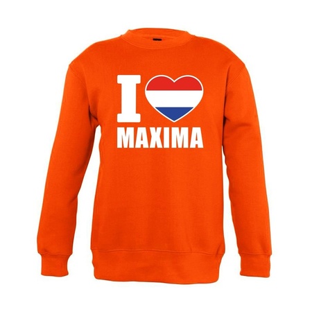 Oranje I love Maxima sweater kinderen