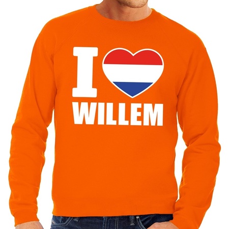 Oranje I love Willem grote maten sweater / trui heren