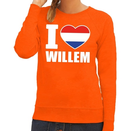 Oranje I love Willem sweater dames
