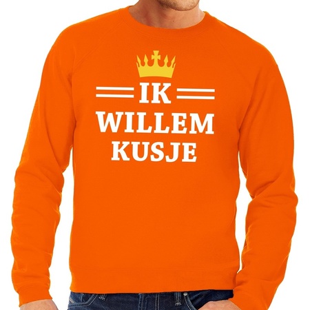 Oranje Ik Willem kusje sweater heren