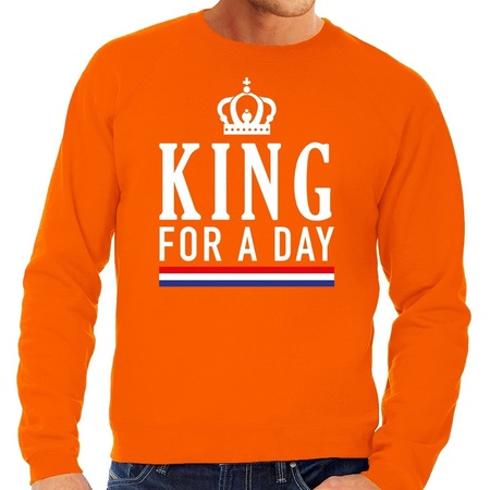 Oranje King for a day sweater voor heren