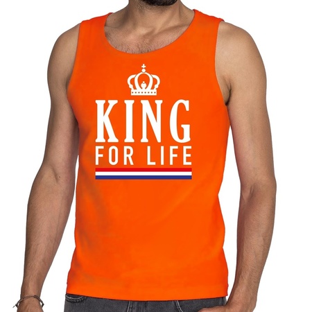 Oranje King for life tanktop / mouwloos shirt voor heren