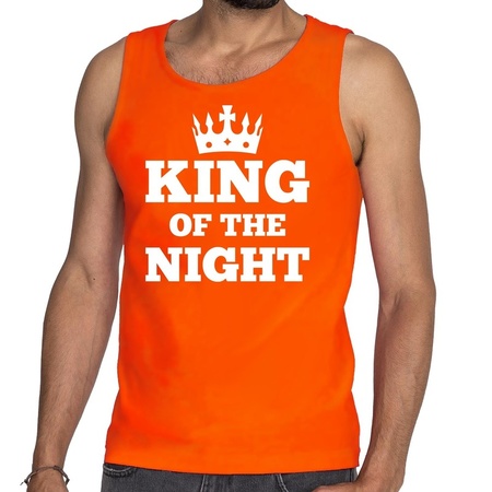 Oranje King of the night tanktop / mouwloos shirt heren