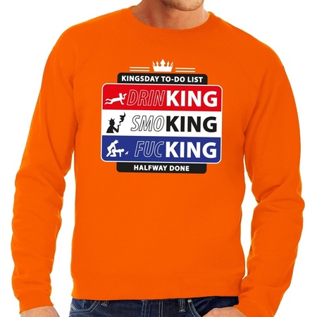 Oranje Kingsday to do list sweater voor heren