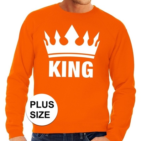 Oranje Koningsdag King kroon grote maten sweater / trui heren