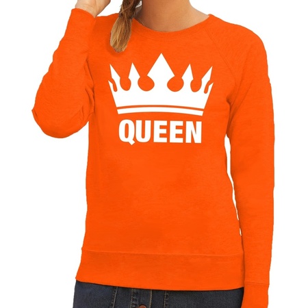 Orange Koningsdag Queen sweater for women
