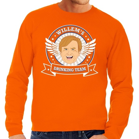Oranje Koningsdag Willem drinking team sweater heren