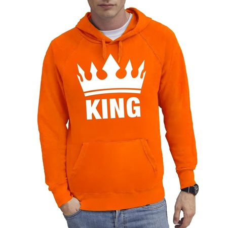 Oranje kroon met King hoodie heren