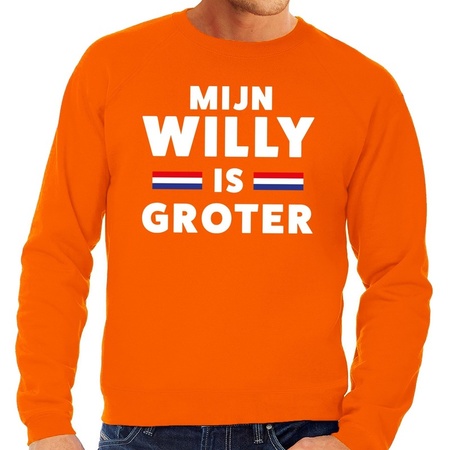Oranje Mijn Willy is groter sweater voor heren