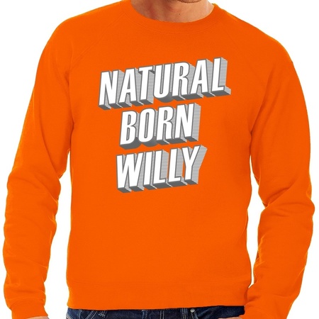 Oranje Natural born Willy sweater voor heren