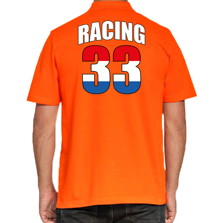 Oranje poloshirt Racing 33 supporter / race fan voor heren