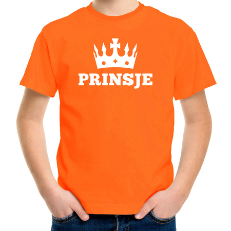 Oranje Prinsje met kroon t-shirt jongens
