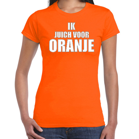 Oranje t-shirt Holland / Nederland supporter ik juich voor oranje EK/ WK voor dames
