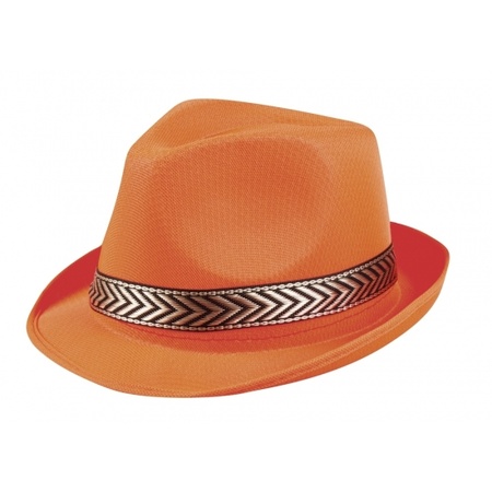 Oranje trilby hoed voor volwassenen