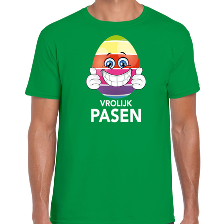 Paasei met duimen omhoog vrolijk Pasen t-shirt groen voor heren - Paas kleding / outfit