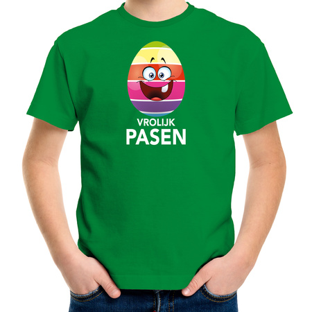 Paasei vrolijk Pasen t-shirt groen voor kinderen - Paas kleding / outfit