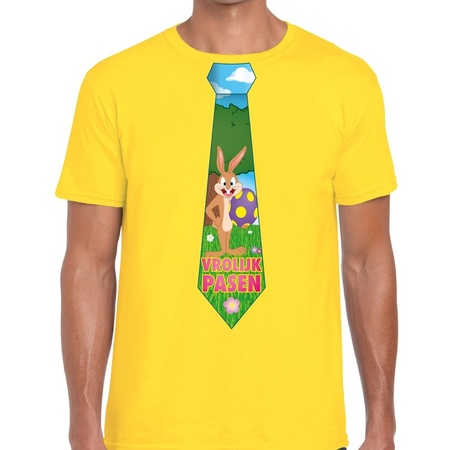 Easter t-shirt yellow Easter bunny/tie yellow men.