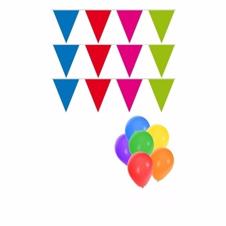 Pakket 3x vlaggenlijn XL meerkleurig incl gratis ballonnen