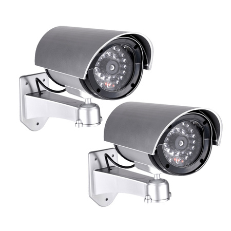Pakket van 2x stuks dummy beveiligingscameras met LED 11 x 8 x 17 cm