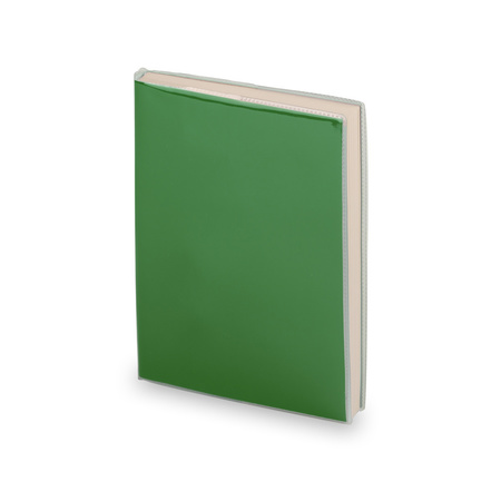 Pakket van 4x stuks notitieblokje zachte kaft groen met plastic hoes 10 x 13 cm