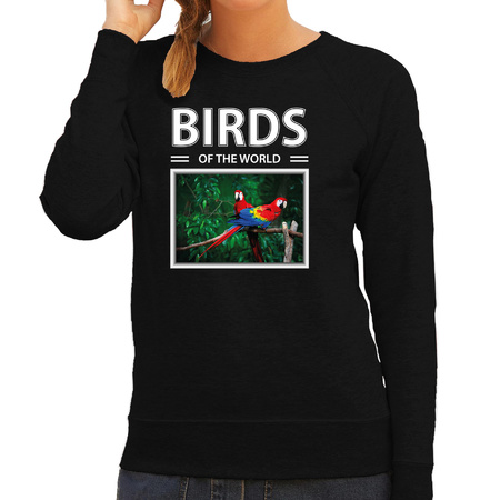 Papegaaien vogel sweater / trui met dieren foto birds of the world zwart voor dames