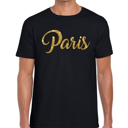 Paris gold glitter t-shirt black men