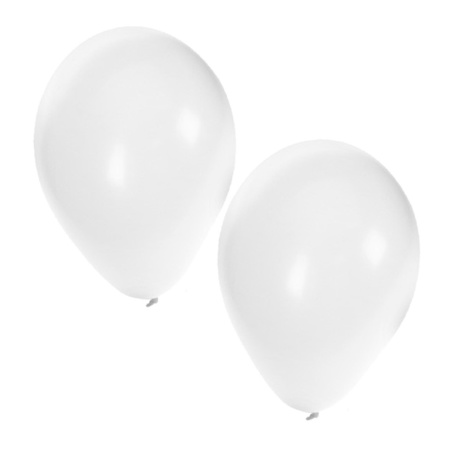 60x stuks party ballonnen wit en goud 27 cm