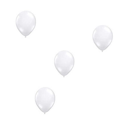 50x ballonnen - 27 cm -  wit / paarse versiering