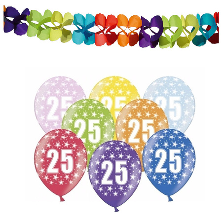 Partydeco 25 years birthday decorations set - Balloons and guirlandes