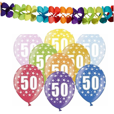 Partydeco 50e jaar verjaardag feestversiering set - Ballonnen en slingers