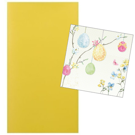 Easter table deco set yellow tablecloth 120 x 180 cm and 20x Easter theme napkins
