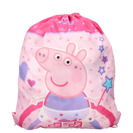 Peppa Pig gymtas/rugzak/rugtas voor kinderen - roze/paars - polyester - 44 x 37 cm