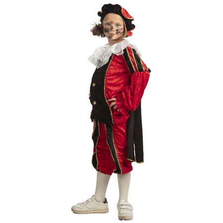 Piet verkleed kostuum 4-delig - rood/zwart - polyester - pietenpak voor kinderen