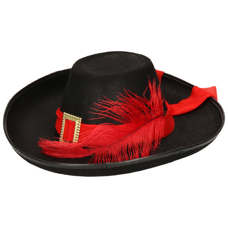 Pirates captain hat black with red ribbon