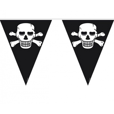 Piraten vlaggenlijn zwart 10 meter
