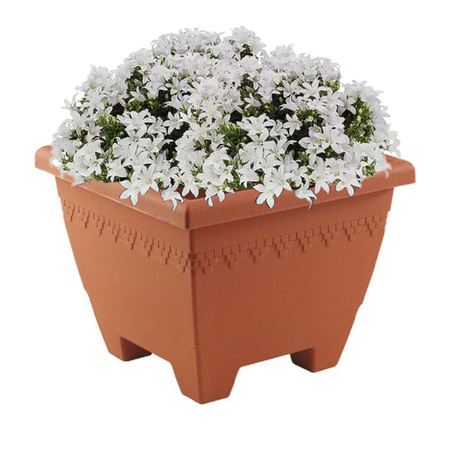 Plantenbak/bloempot Lima - 2x - terracotta kleur - vierkant - kunststof - 35x35x28 cm - planten pot