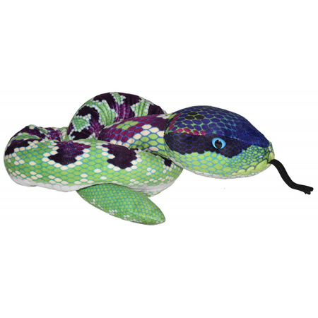Pluche groen/paarse slangen knuffel 137 cm speelgoed