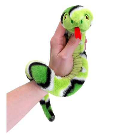 Pluche knuffel dieren kleine opgerolde slangen rood en groen 65 cm