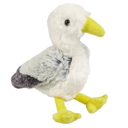 Pluche wit/grijze zeemeeuw vogel knuffel 20 cm speelgoed