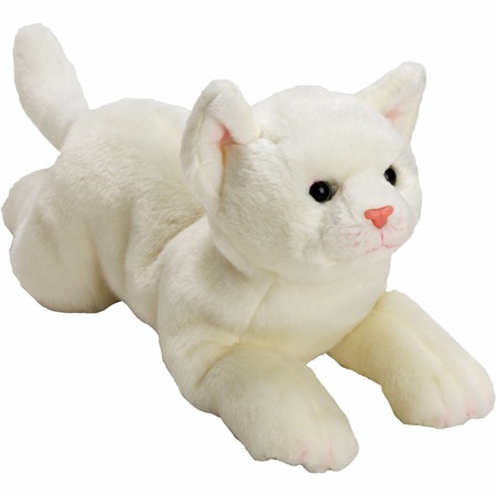 Pluche witte poes/kat knuffel liggend 33 cm