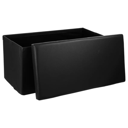 Poef/hocker - opbergbox - zwart - kunststof/mdf - 76 x 38 x 38 cm - opvouwbaar