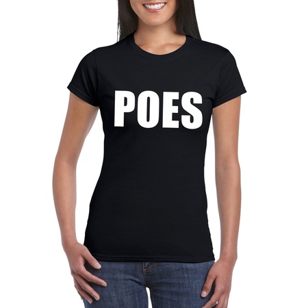Poes tekst t-shirt zwart dames