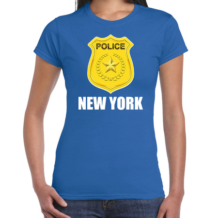 Police / politie embleem New York verkleed t-shirt blauw voor dames