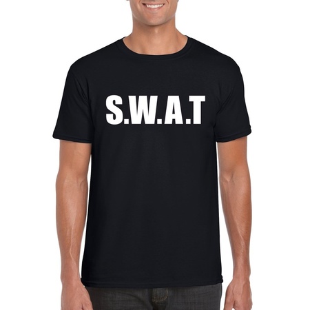 Politie SWAT tekst t-shirt zwart heren