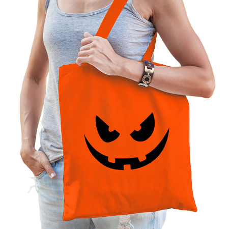 Pumpkin face cotton bag orange for women and men