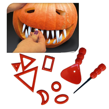Pumpkin carving set with teeth decoration